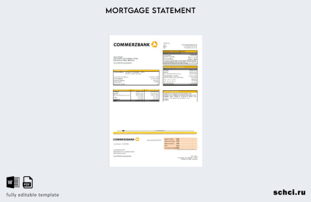 скачать в цифровом формате шаблон выписки по ипотеке банка Commerzbank в Германи